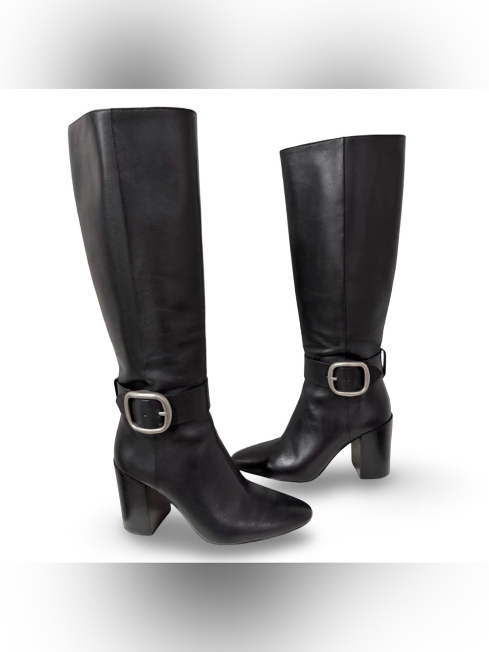 Coach Soho Buckle Leather Knee High Boots Evelyn Buckle Boots Black | G4435 - Picture 7 of 16